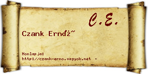 Czank Ernő névjegykártya